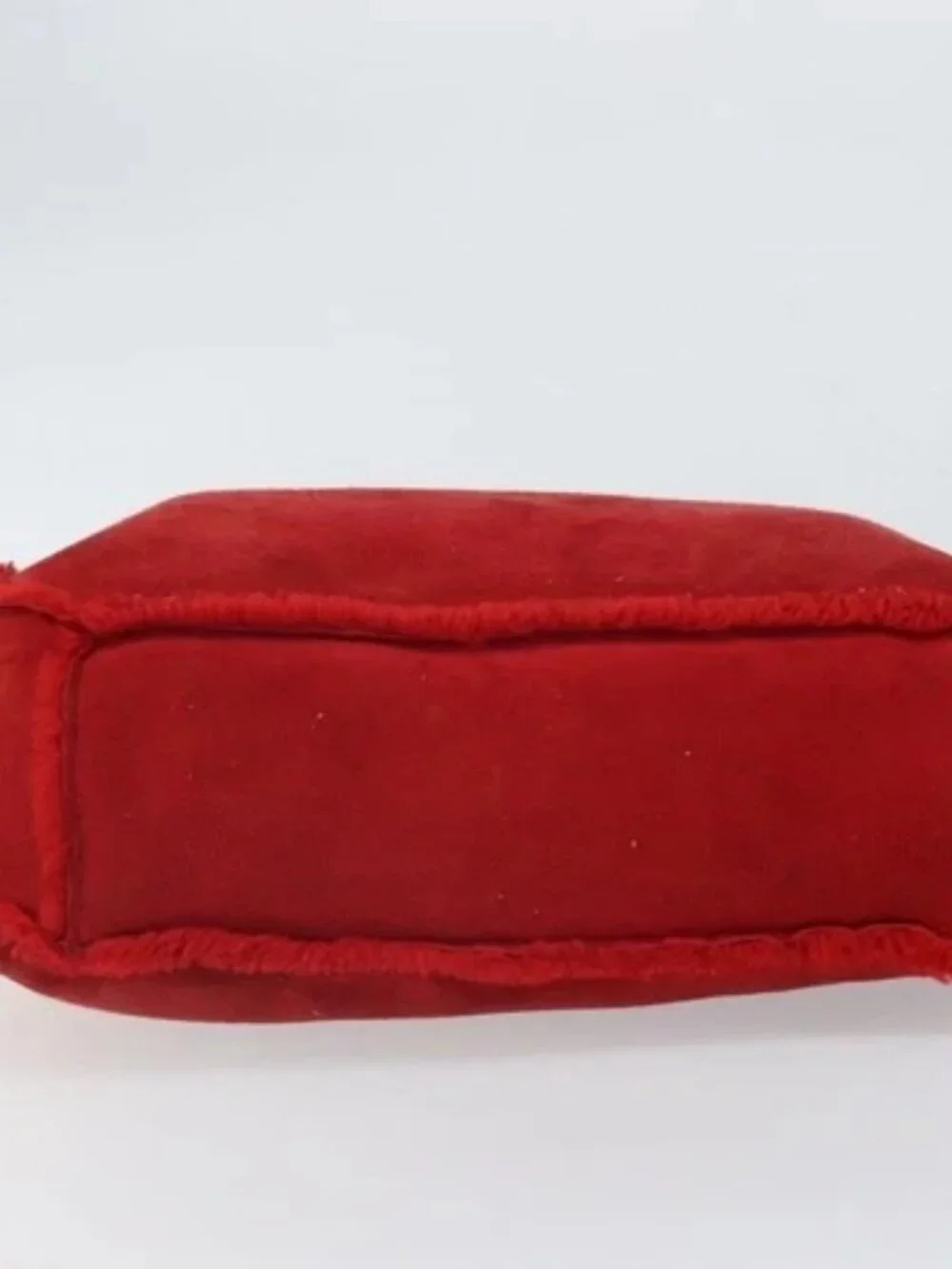 CHANEL Tote Bag Suede Red CC Auth 164529